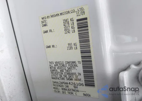 2010 Nissan Altima 2.5 S z USA, uszkodzony, nr VIN 1N4AL2AP0AN426106